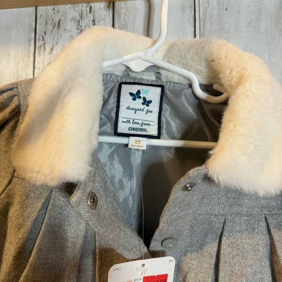 NWT Gymboree toddles size 3 silver sparkling jacket with faux fur collar - Picture 5 of 7